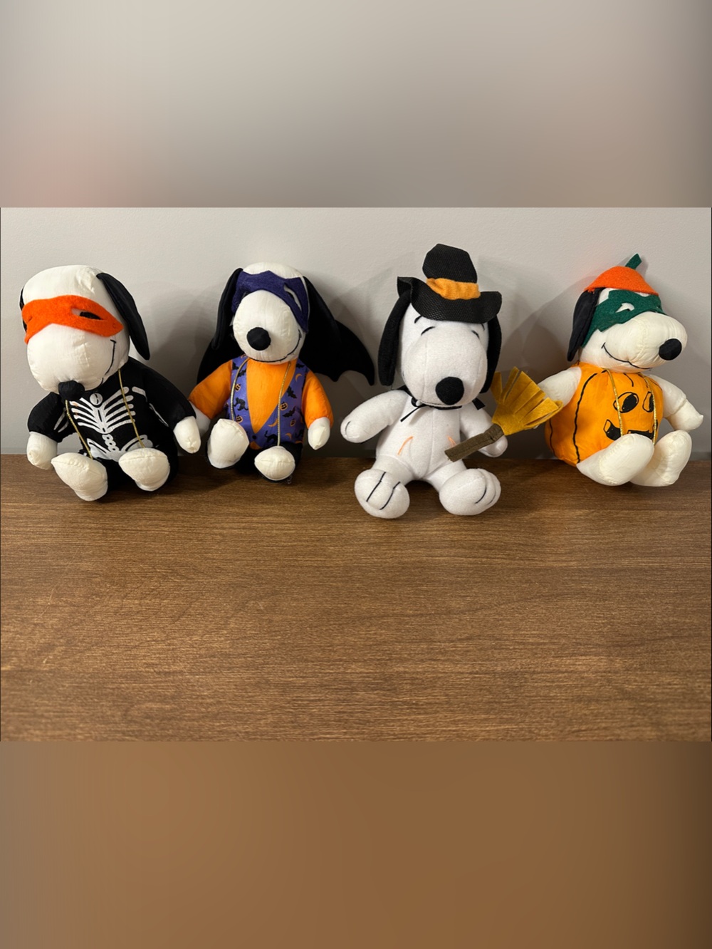 Peanuts Halloween Snoopy Plush Quartet - White, Black, Orange, Purple